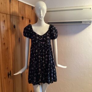 Wild Fable Black Floral Square Neck Mini Dress